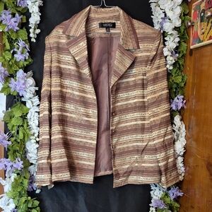 Kasper Brown and Cream Striped Blazer